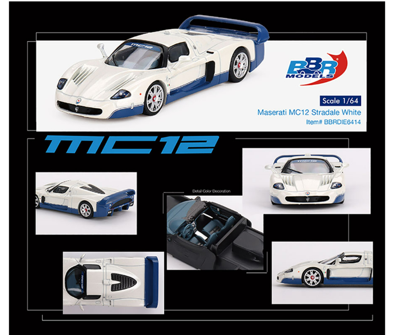 Maserati MC12 Stradale White - BBR Models - Scala 1/64 BBRDIE6414