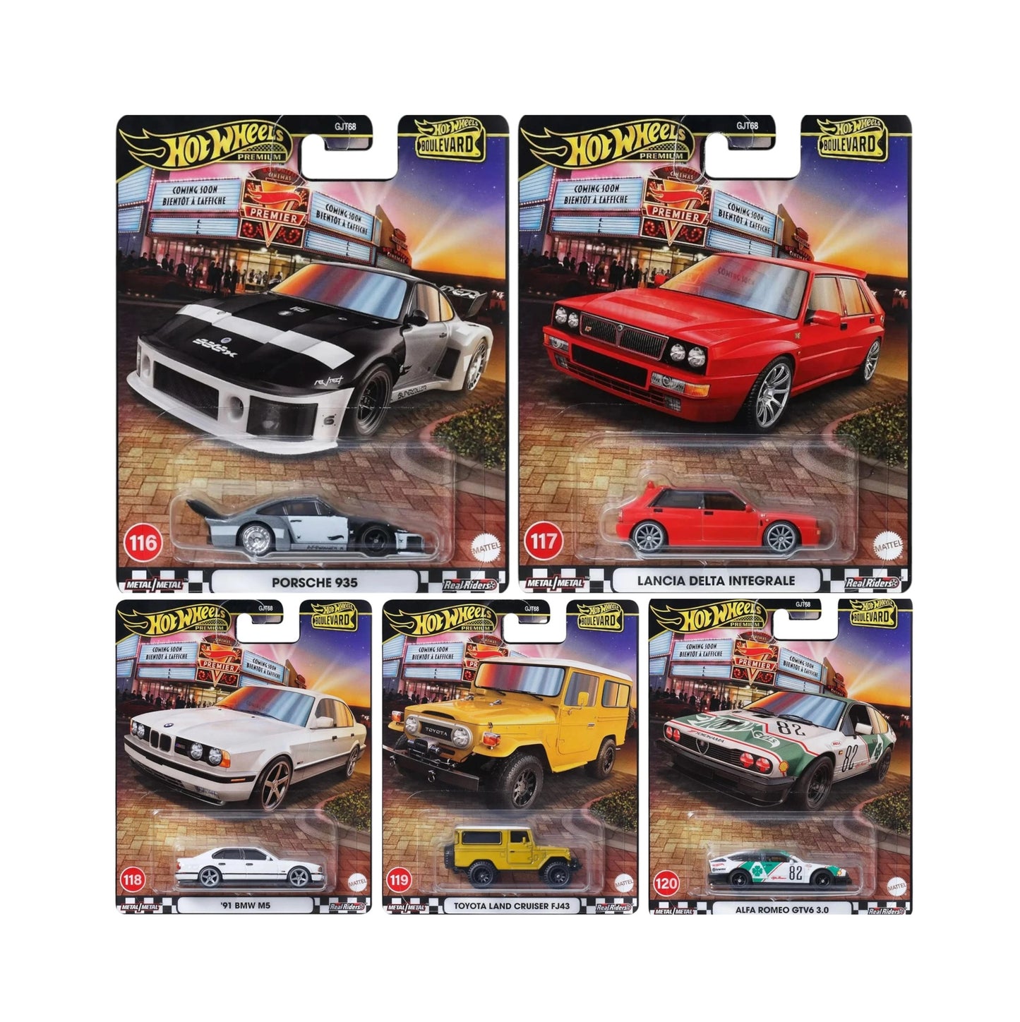 Boulevard 2025 Assortment Set of 5 Cars GJT68-978A - Hot Wheels Premium - Scala 1/64