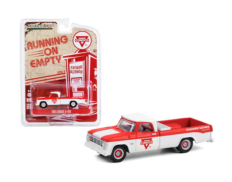 1965 Dodge D-100 Pickup Truck Conoco Roadside Service Series Running On Empty - Greenlight - Scala 1/64