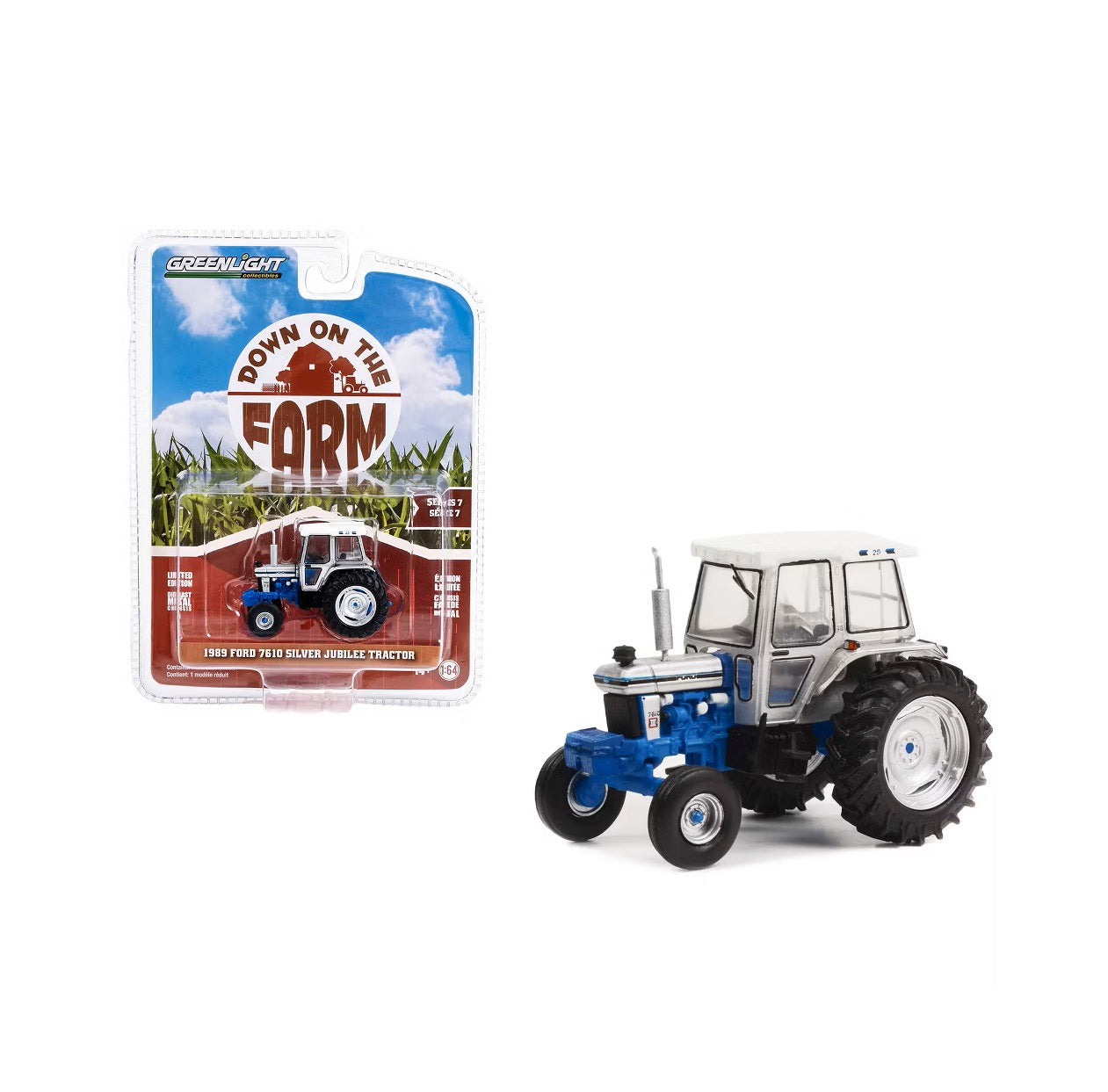 1989 Ford 7610 Silver Jubilee Tractor - Down on the Farm Series - Greenlight - Scala 1/64