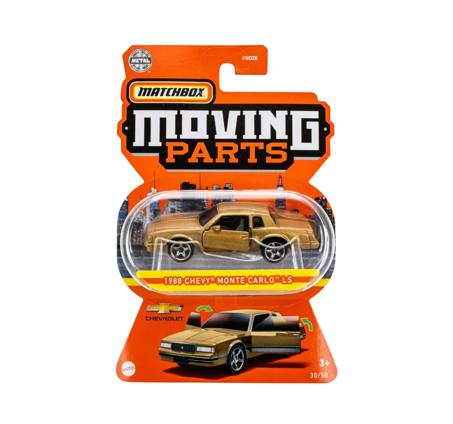 1988 Chevy Monte Carlo LS Gold - Matchbox Moving Parts - Scala 1/64 Circa