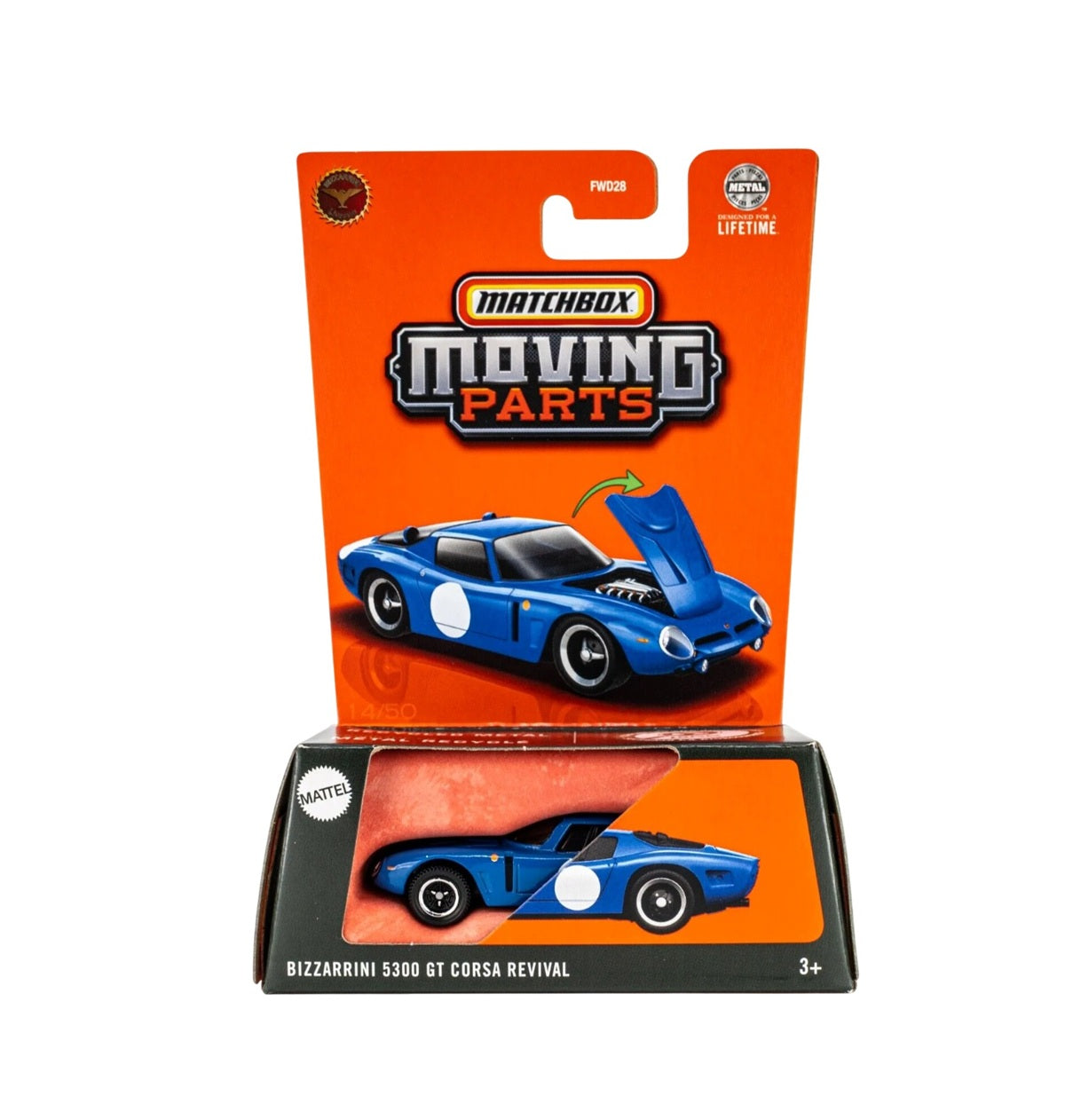 Bizzarrini 5300 GT Corsa Revival Blue - Matchbox Moving Parts - Scala 1/64 Circa