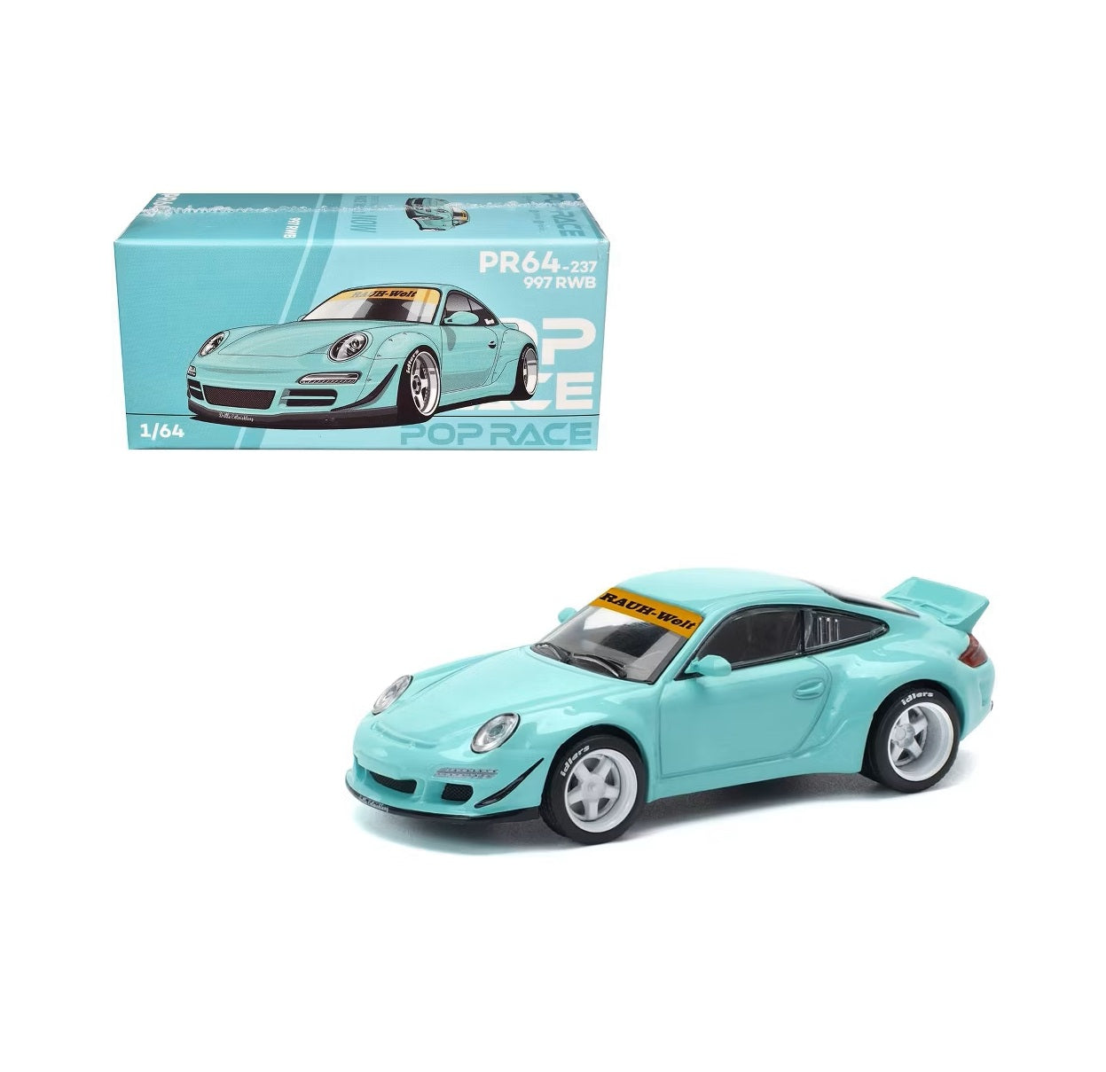 Porsche 997 RWB Tiffany Blue - Pop Race - Scala 1/64 PR64-237