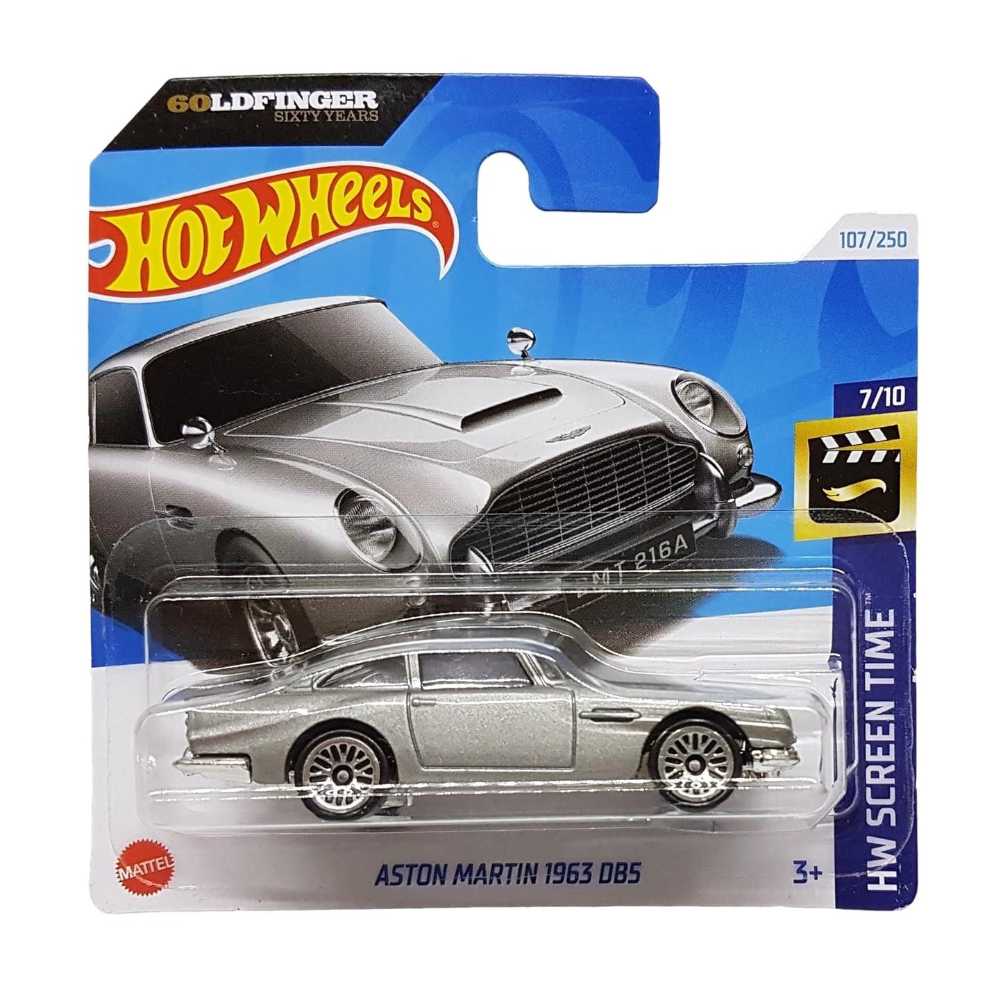 Aston Martin 1963 DB5 007 James Bond - 60 Goldfinger Sixty Years - Hot Wheels - HW Screen Time 7/10 - Scala 1/64 Circa