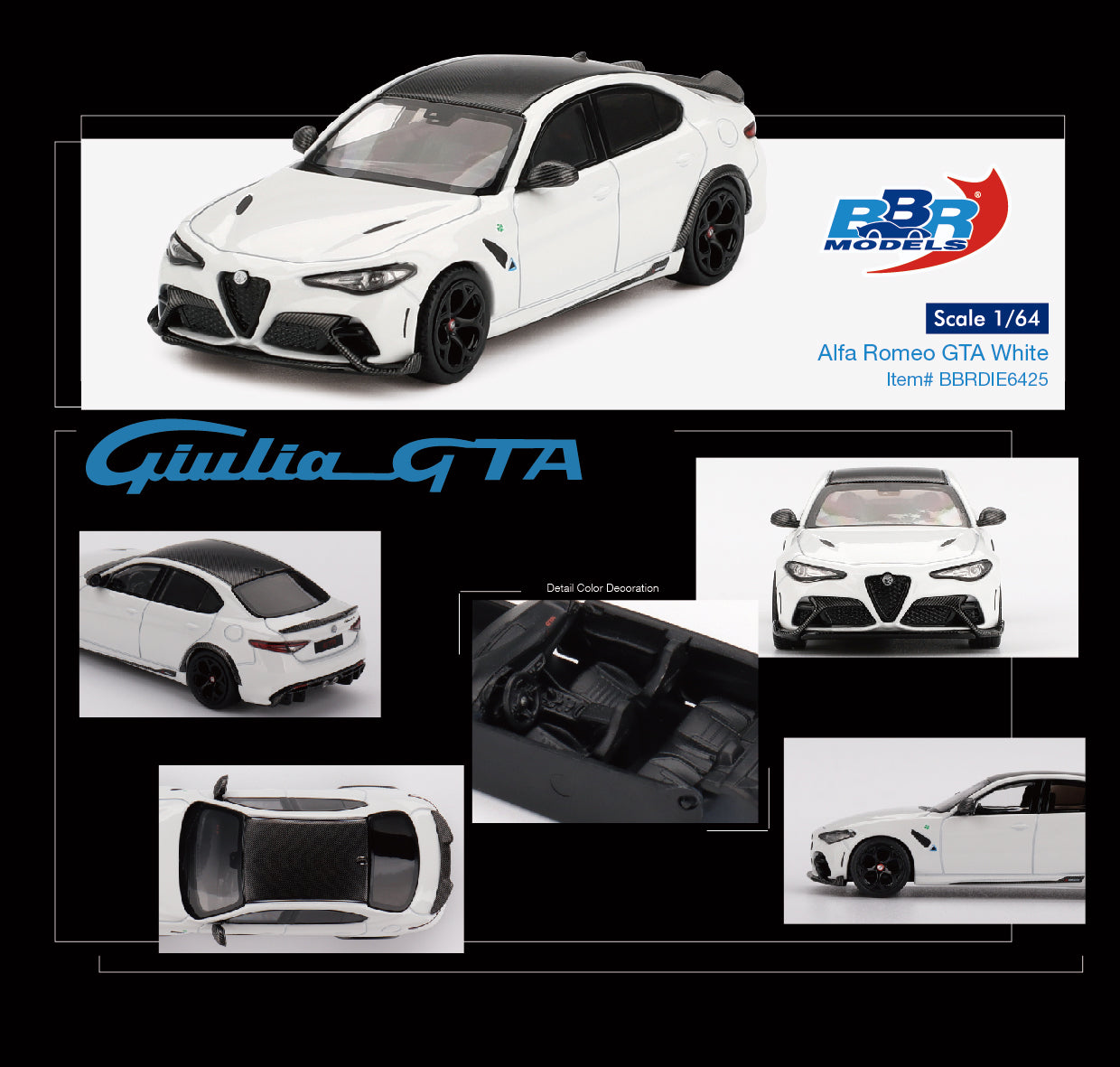 Alfa Romeo Giulia GTA 2020 White - BBR Models - Scala 1/64 BBRDIE6425