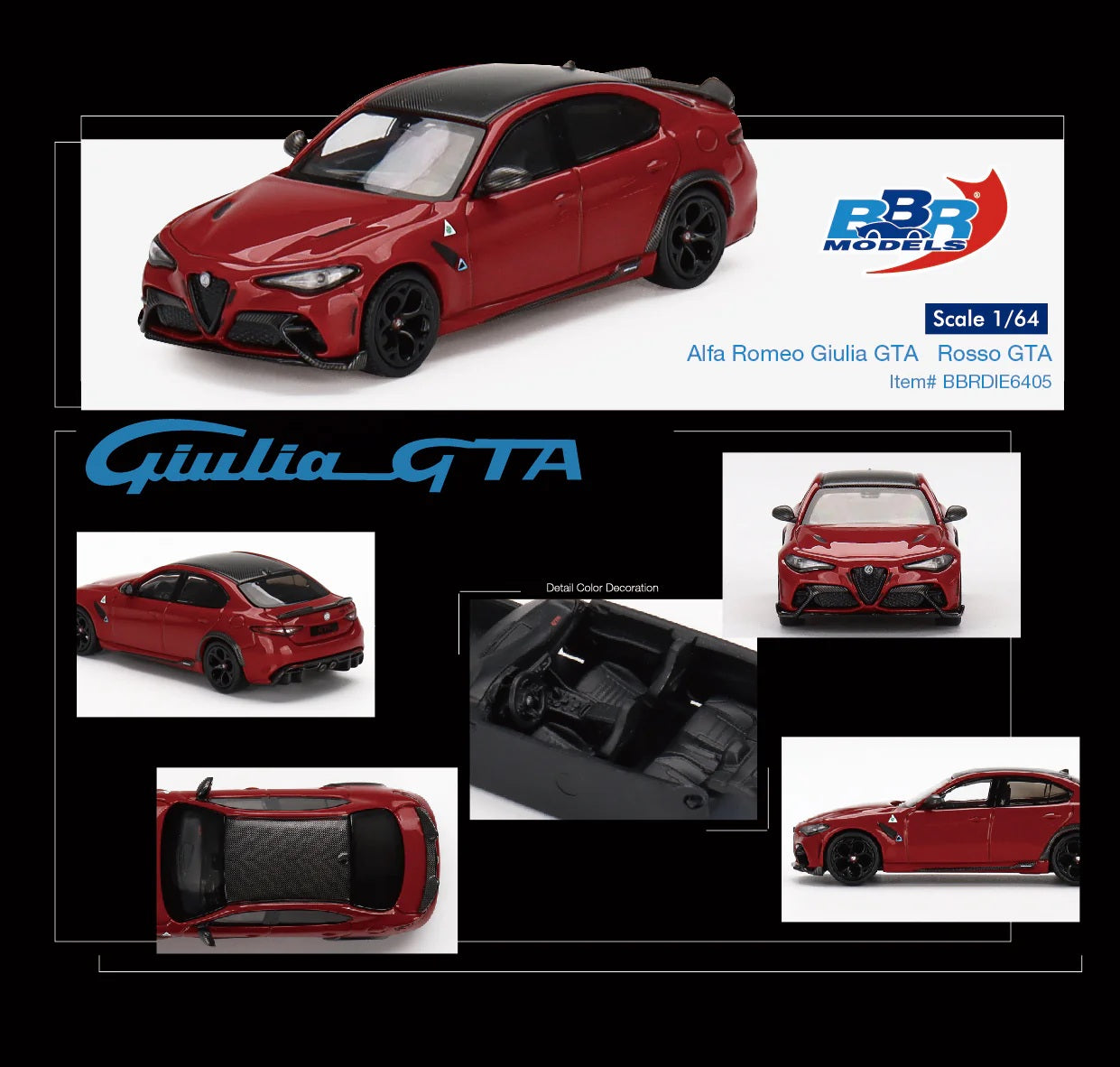 Alfa Romeo Giulia GTA Rosso GTA - BBR Models - Scala 1/64 BBRDIE6405