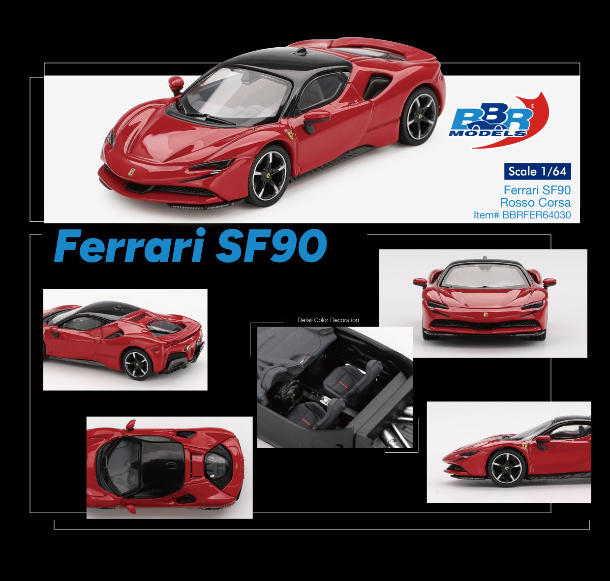 Ferrari SF90 Rosso Corsa 2024 - BBR Models - Scala 1/64 BBRDIE64030