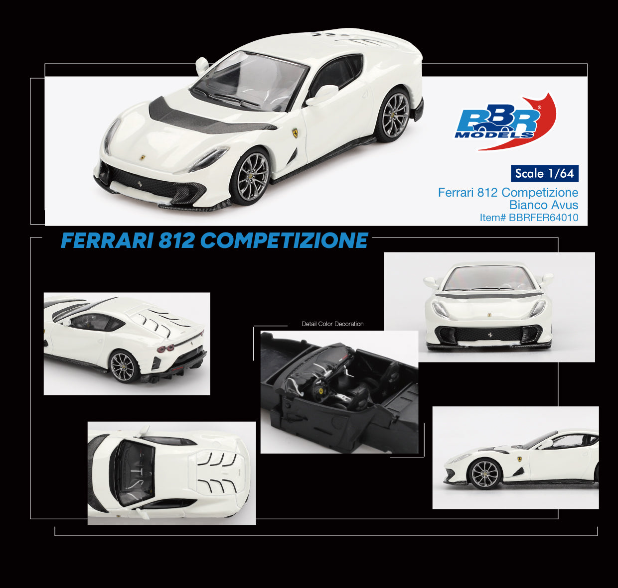 Ferrari 812 Competizione Bianco Avus 2024 - BBR Models - Scala 1/64 BBRDIE64010