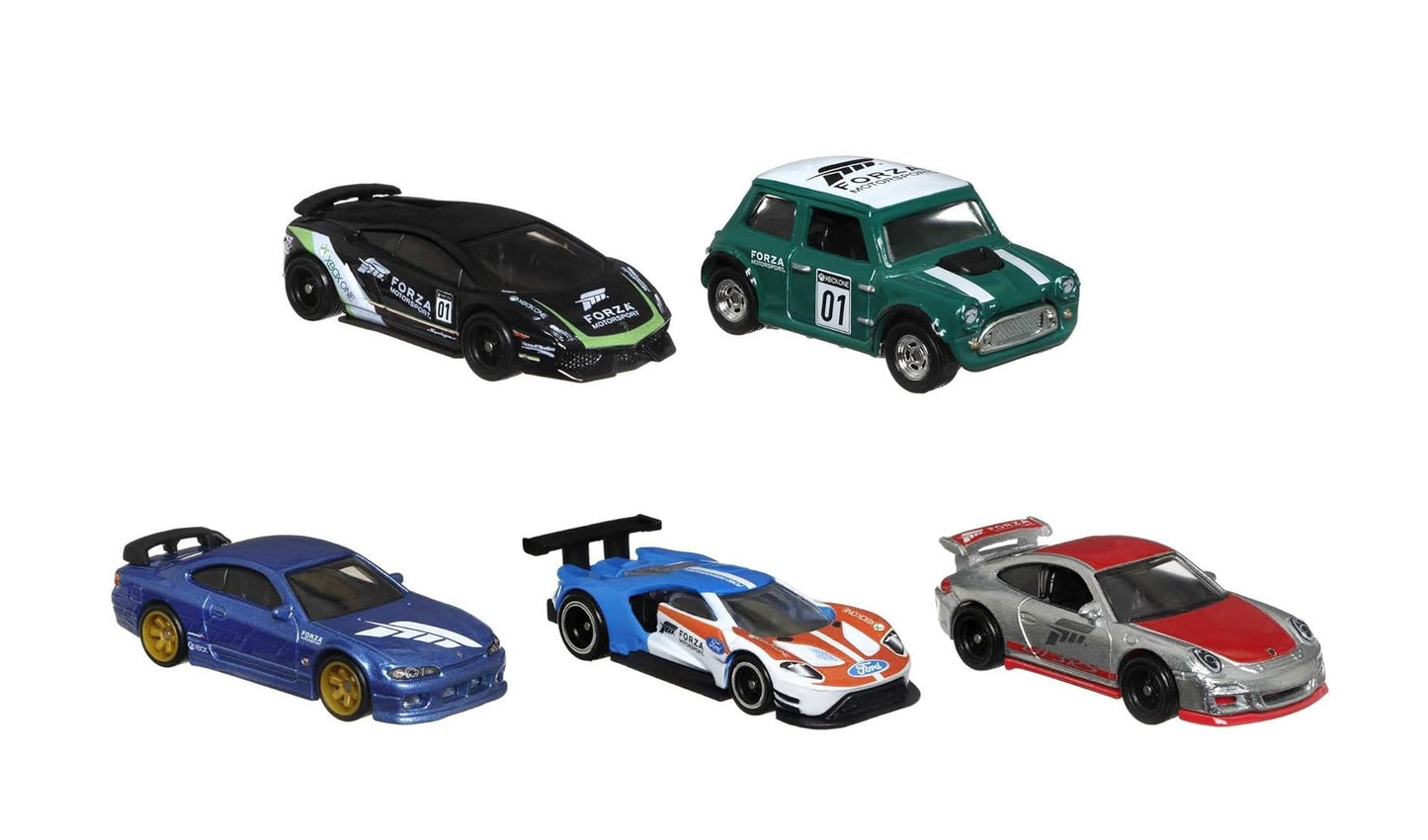 Set 5 veicoli Forza Motorsport Series - Hot Wheels Premium - Scala 1/64 Circa