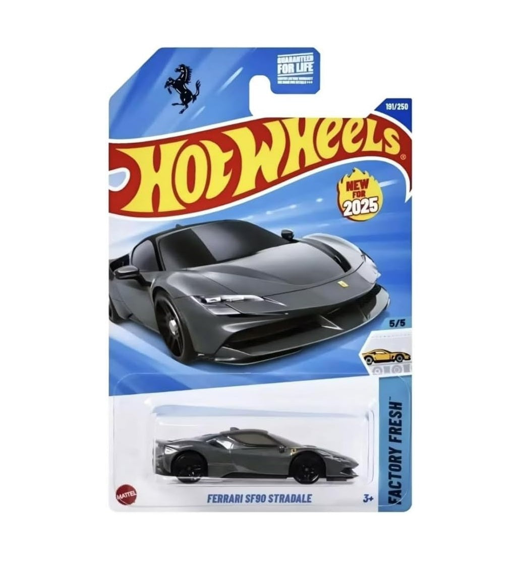 Ferrari SF90 Stradale Grey - HW Factory Fresh 5/5 - Long Card - Hot Wheels - Scala 1/64 Circa