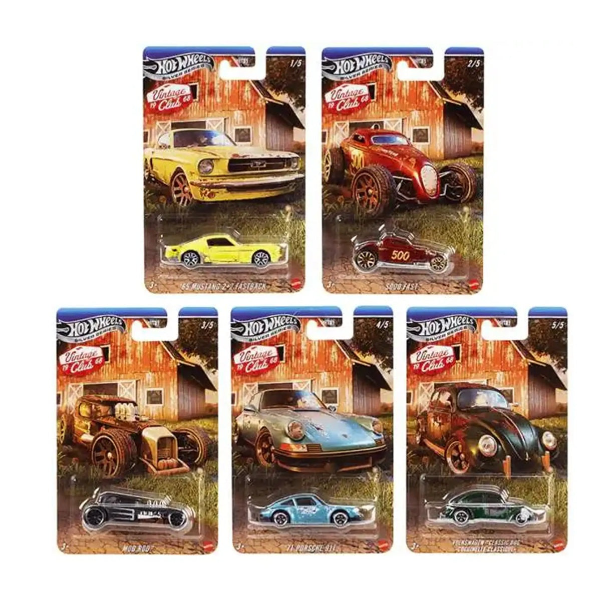Set 5 Modelli - Silver Series Vintage Club 1968 Full Set - Hot Wheels - Scala 1/64