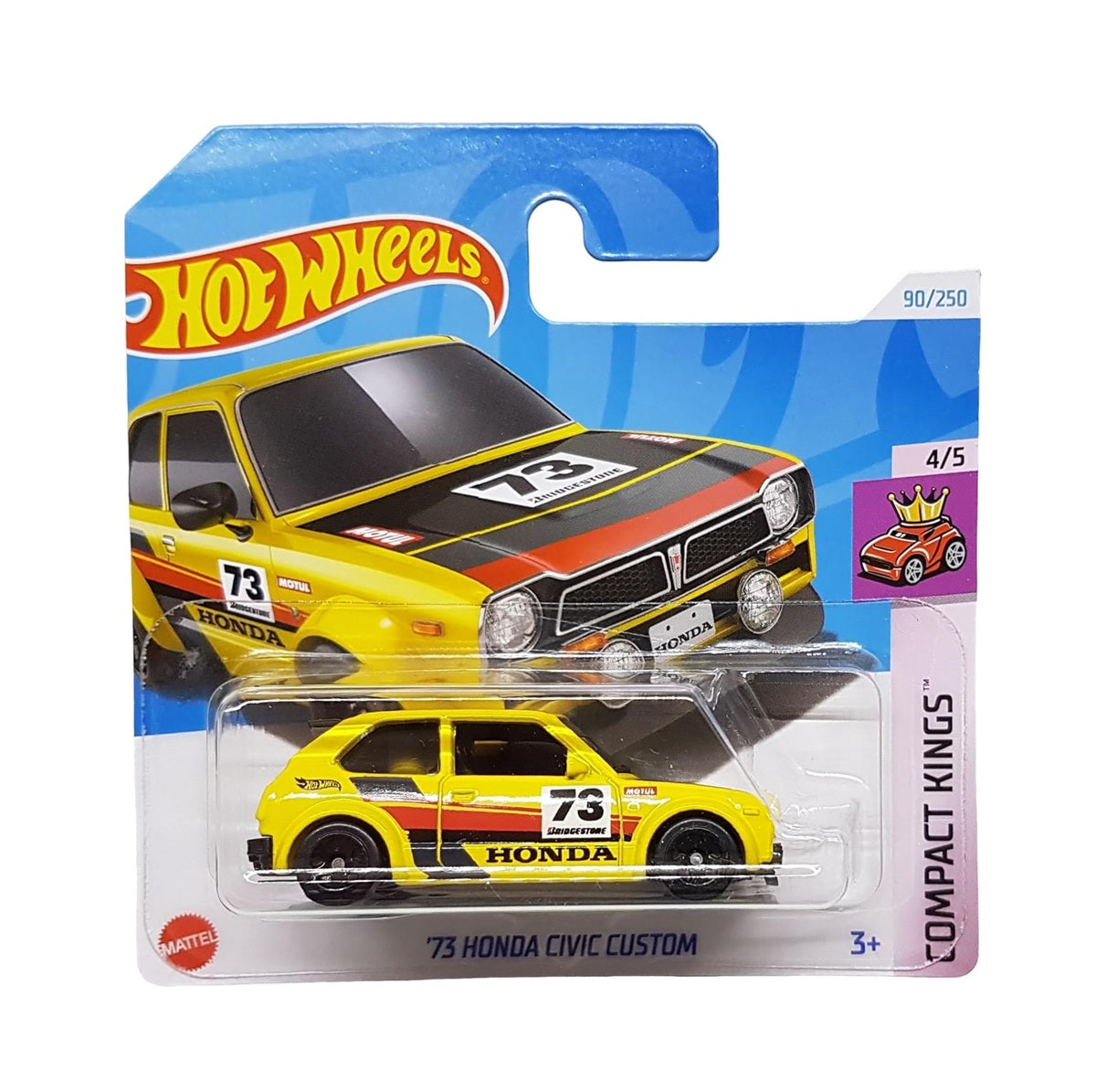 '73 Honda Civic Custom Yellow - Hot Wheels - HW Compact Kings 4/5 - Scala 1/64 Circa