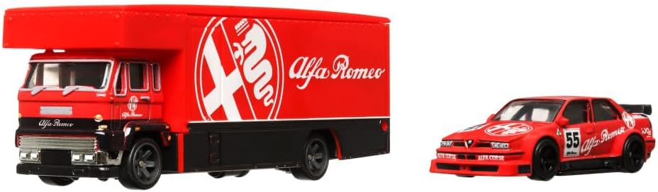 Alfa Romeo 155 V6 Ti & Fleet Flyer - Series Car Culture Team Transport - Hot Wheels Premium - Scala 1/64