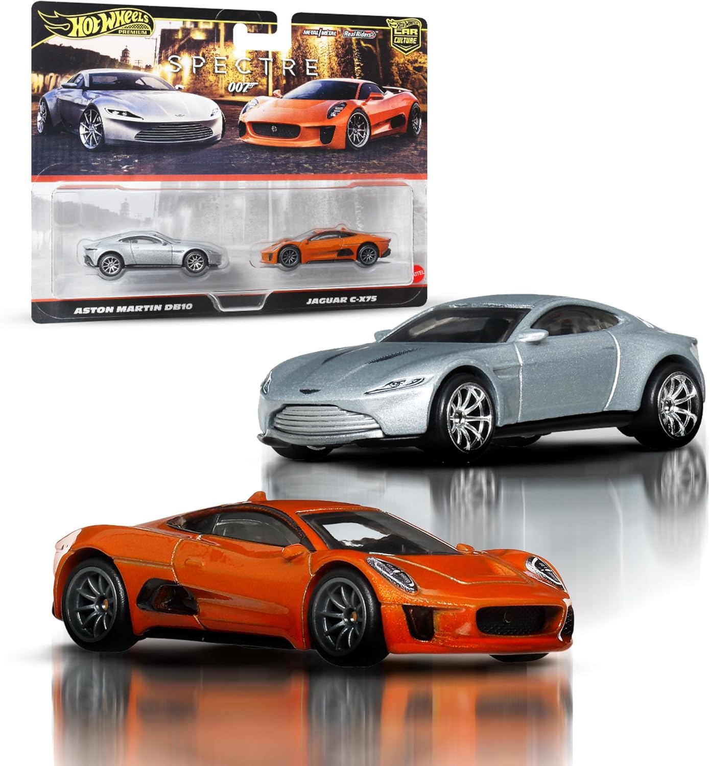 2-Pack James Bond Spectre Aston Martin DB10 + Jaguar C-X75 - Hot Wheels Premium - Scala 1/64