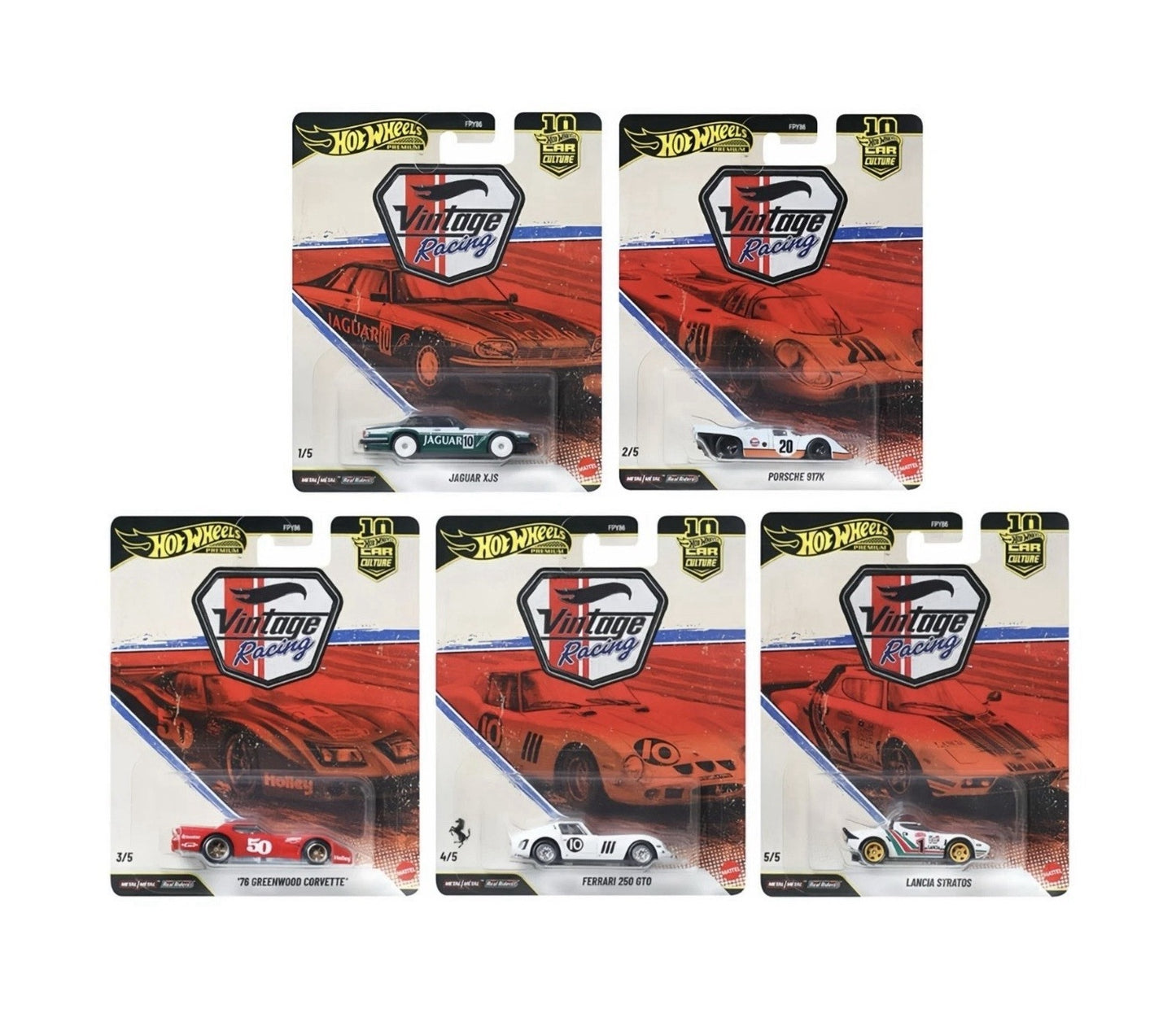 Vintage Racing Set of 5 Cars - Hot Wheels Premium - Scala 1/64