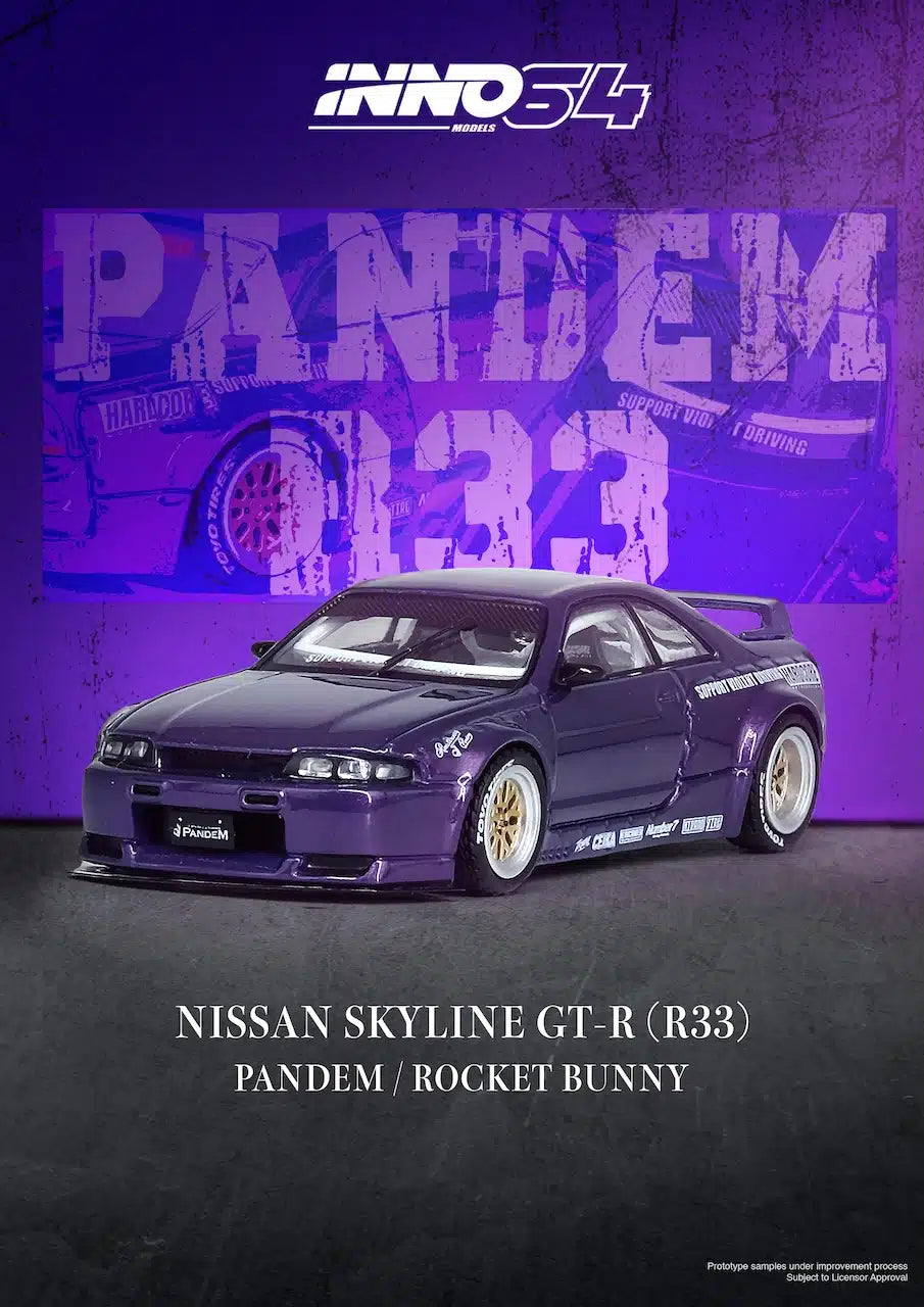 Nissan Skyline GT-R (R33) “PANDEM ROCKET BUNNY” Purple - INNO64 - Scala 1/64 IN64-R33P-PPL