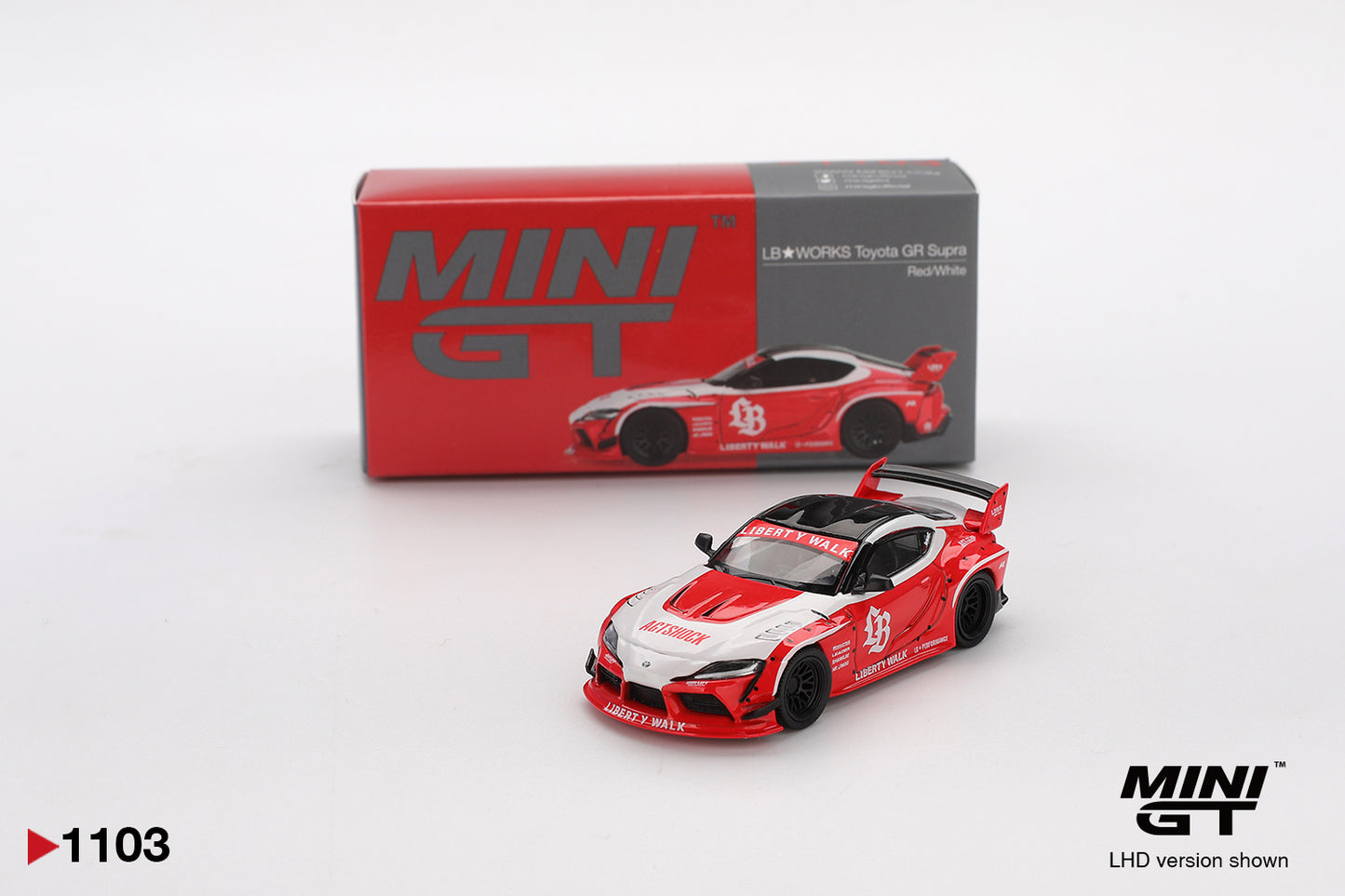 LB★WORKS Toyota GR Supra Red / White - Mini Gt - Scala 1/64 MGT01103-L