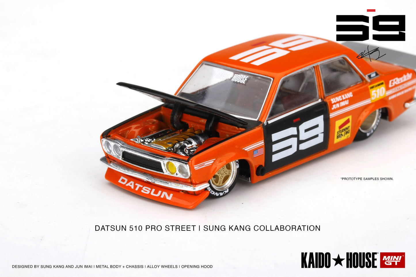 Datsun 510 Pro Street SK510 Orange - KAIDO HOUSE Mini GT - Scala 1/64 KHMG004