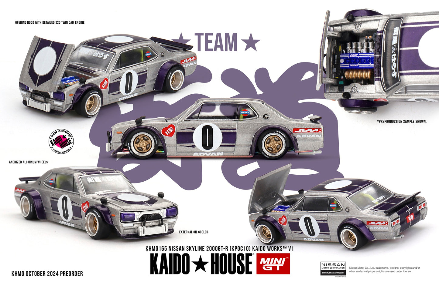 Nissan Skyline 2000GT-R (KPGC10) Kaido Works V1 - KAIDO HOUSE Mini GT - Scala 1/64 KHMG165