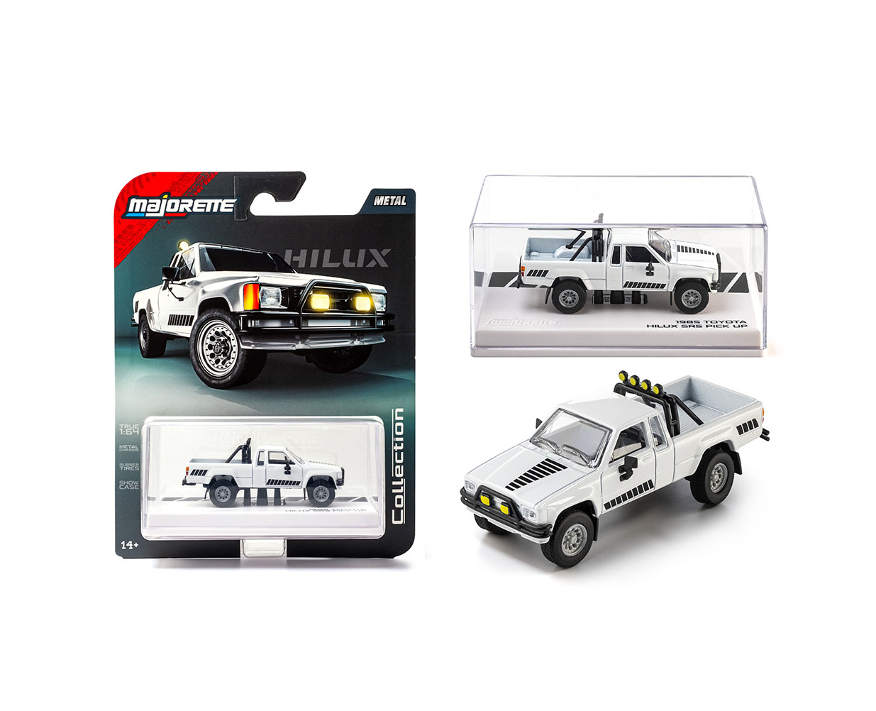 1985 Toyota Hilux SR5 Pickup White Series Collection - Majorette - Scala 1/64