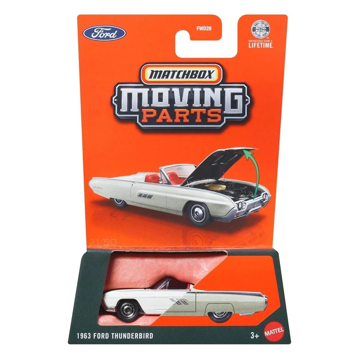 1963 Ford Thunderbird White - Moving Parts - Matchbox - Scala 1/64 Circa