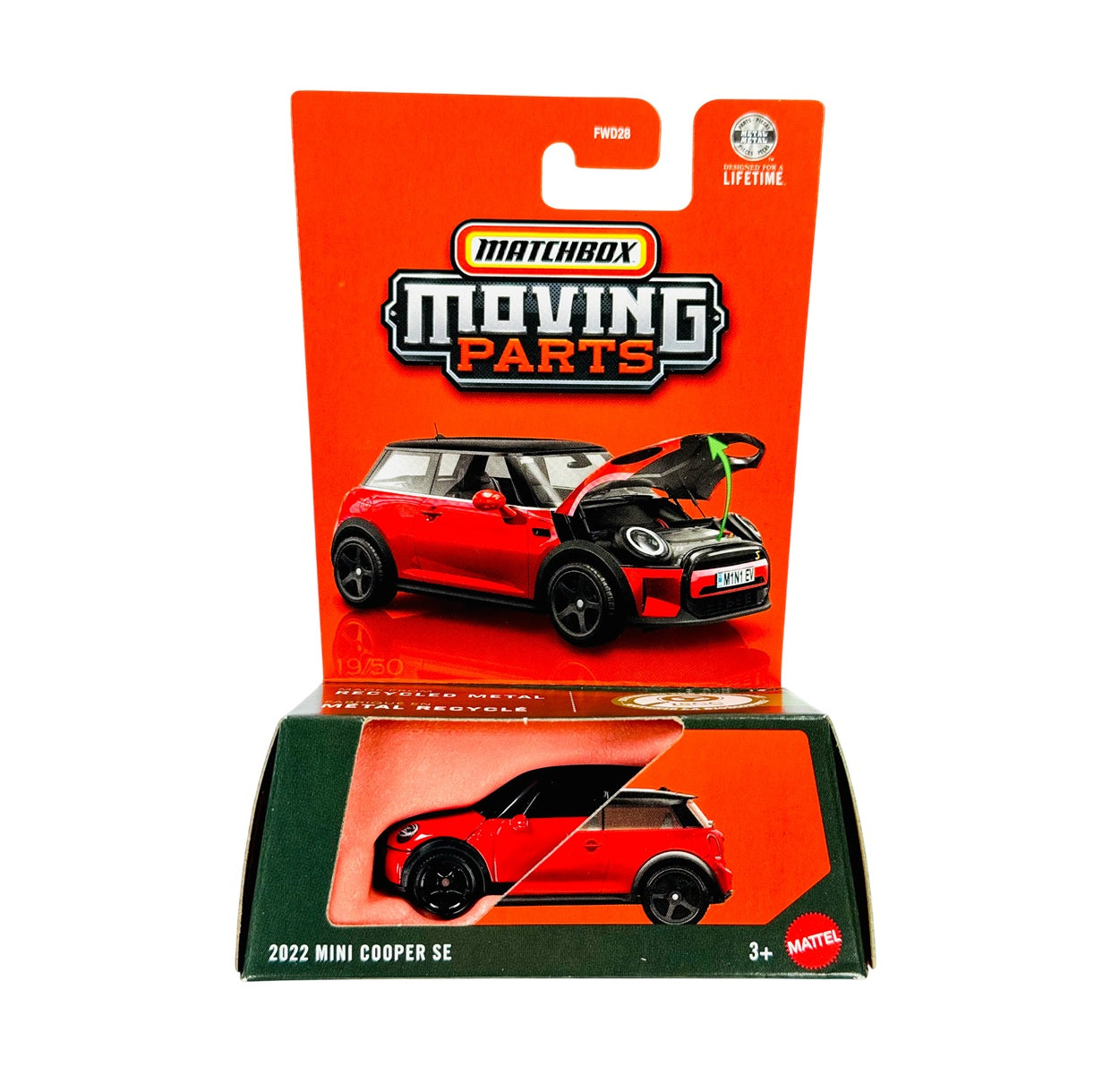 2022 Mini Cooper SE Red - Moving Parts - Matchbox - Scala 1/64 Circa