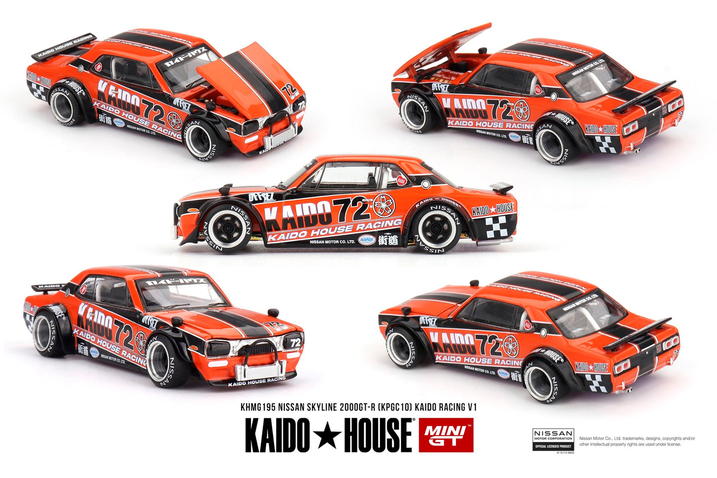 Mini GT Kaido House - Nissan Skyline 2000GT-R (KPGC10) Kaido Racing V1 - Scala 1/64 KHMG195