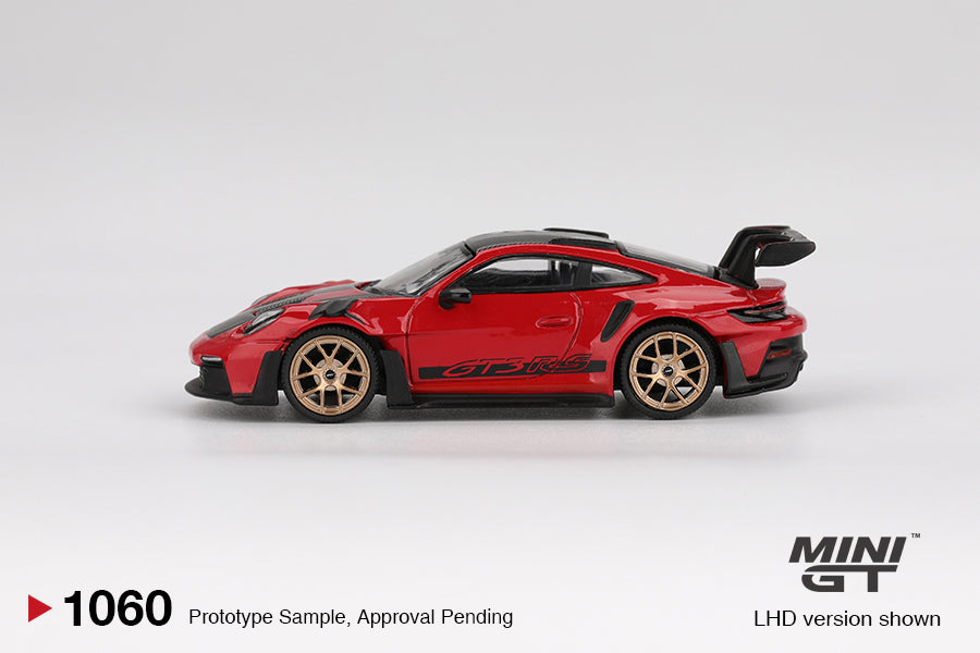 Porsche 911 (992) GT3 RS Guards Red Wiessach Package 2022 RHD - Mini GT - Scala 1/64 MGT01060-R