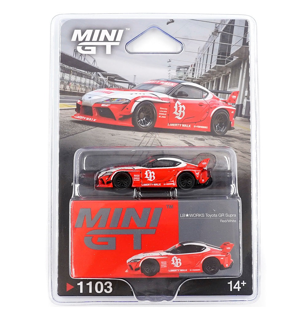 LB☆WORKS Toyota GR Supra Red / White - Mini Gt - Scala 1/64