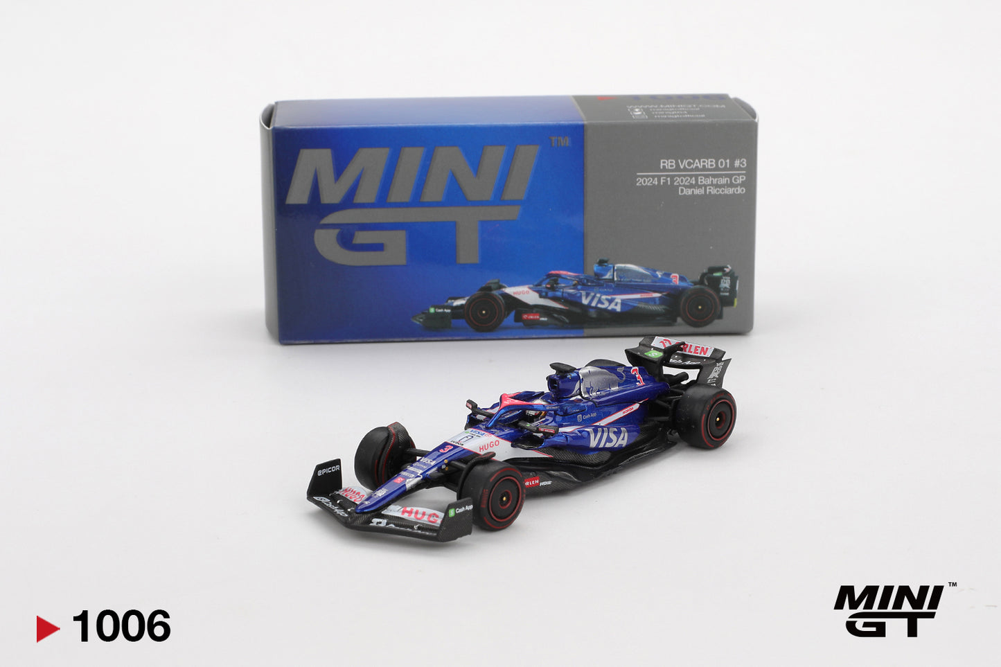 Racing Bulls RB VCARB 01 #3 Daniel Ricciardo F1 2024 Bahrain GP - Mini Gt - Scala 1/64 MGT01006-BL Blister Packaging