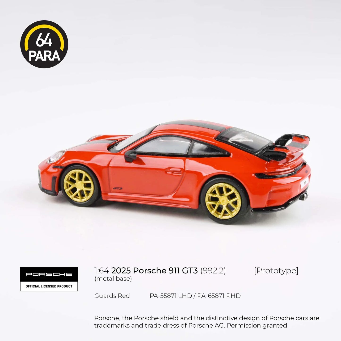 Porsche 911 GT3 (992.2) Guards Red - Para64 - Scala 1/64 PA-55871 LHD
