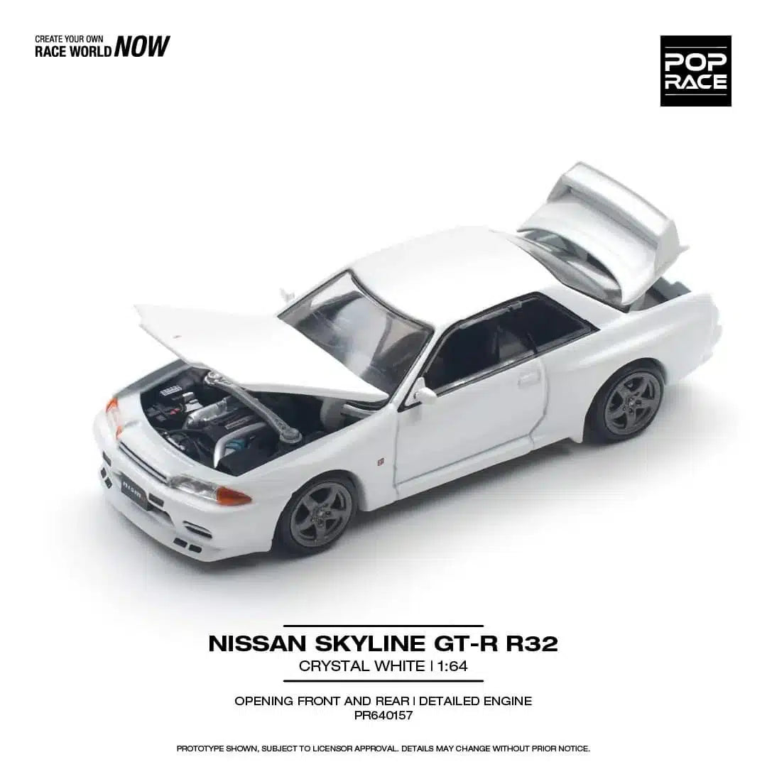 Nissan GT-R R32 Crystal White - Pop Race - Scala 1/64 PR64-157