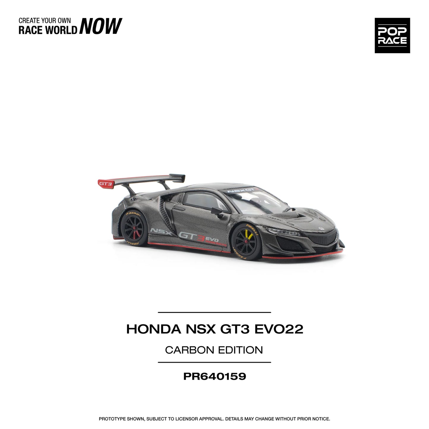 Honda NSX GT3 EVO22 Carbon Edition - Pop Race - Scala 1/64 PR64-0159