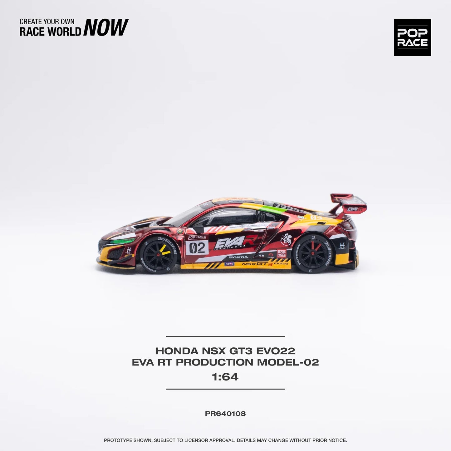Honda NSX GT3 EVO22 RT Production Model 02 - Pop Race - Scala 1/64 PR64-0108
