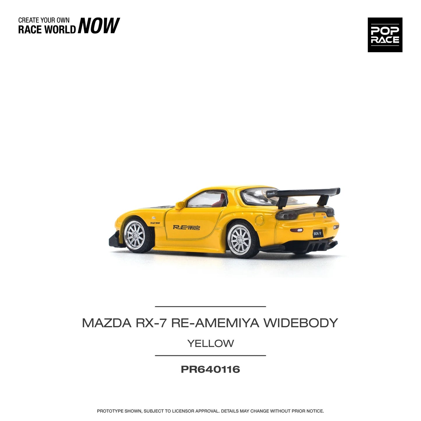 Mazda RX-7 FD3S RE-AMEMIYA Widebody Yellow - Pop Race - Scala 1/64 PR64-0116