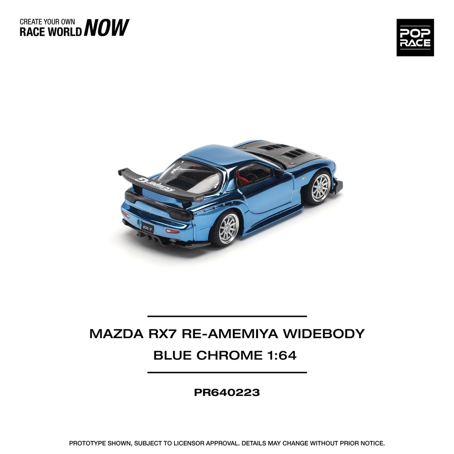 Mazda Rx-7 Re-Amemiya Widebody Blue Chrome - Pop Race - Scala 1/64 PR64-223