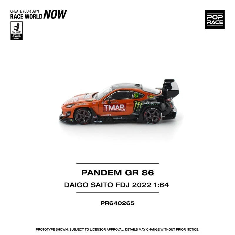Pandem Toyota GR86 Daigo Saito Formula Drift Japan 2022 - Pop Race - Scala 1/64 PR64-265