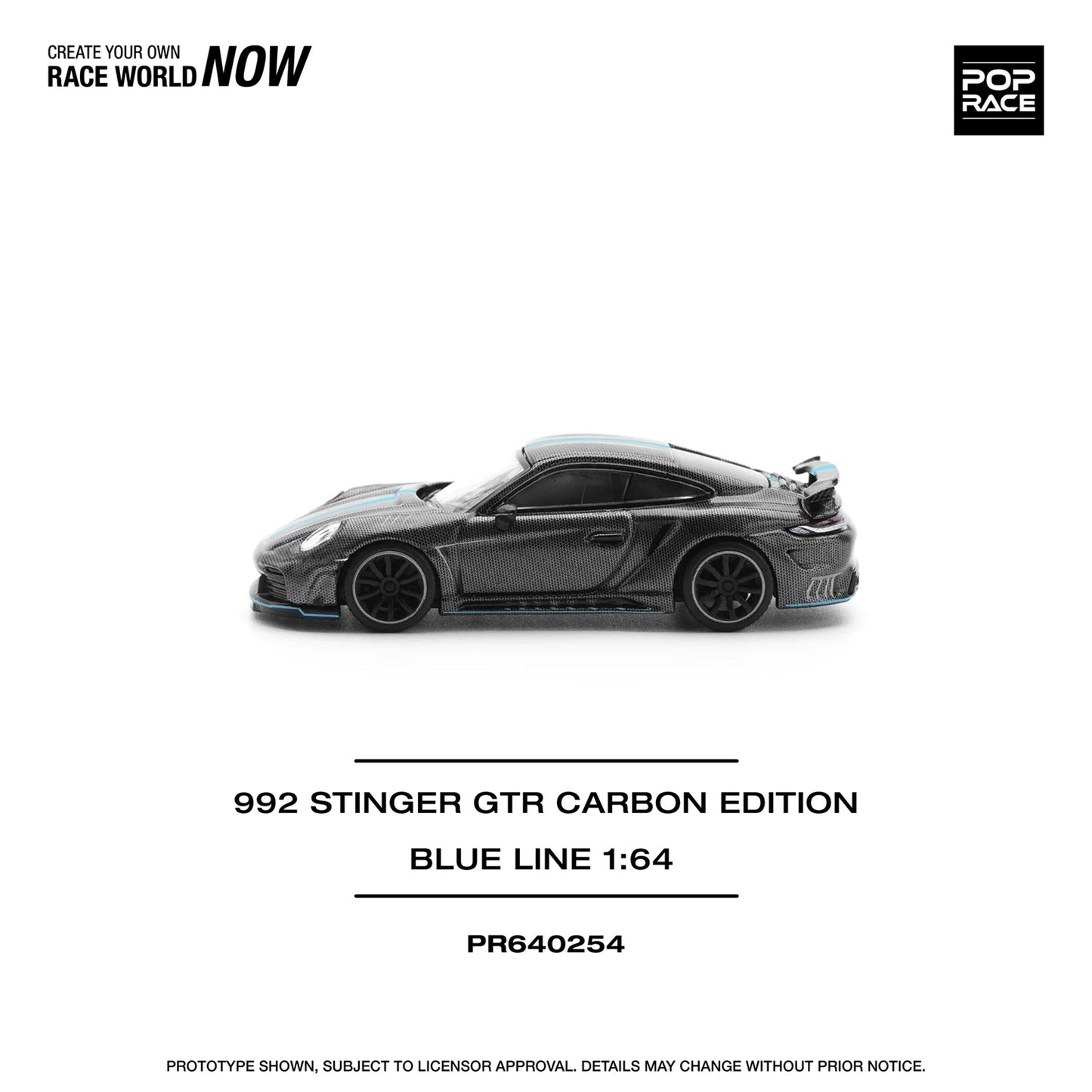 Porsche 992 Stinger GTR Carbon Edition (Blue Line) - Pop Race - Scala 1/64 PR64-254