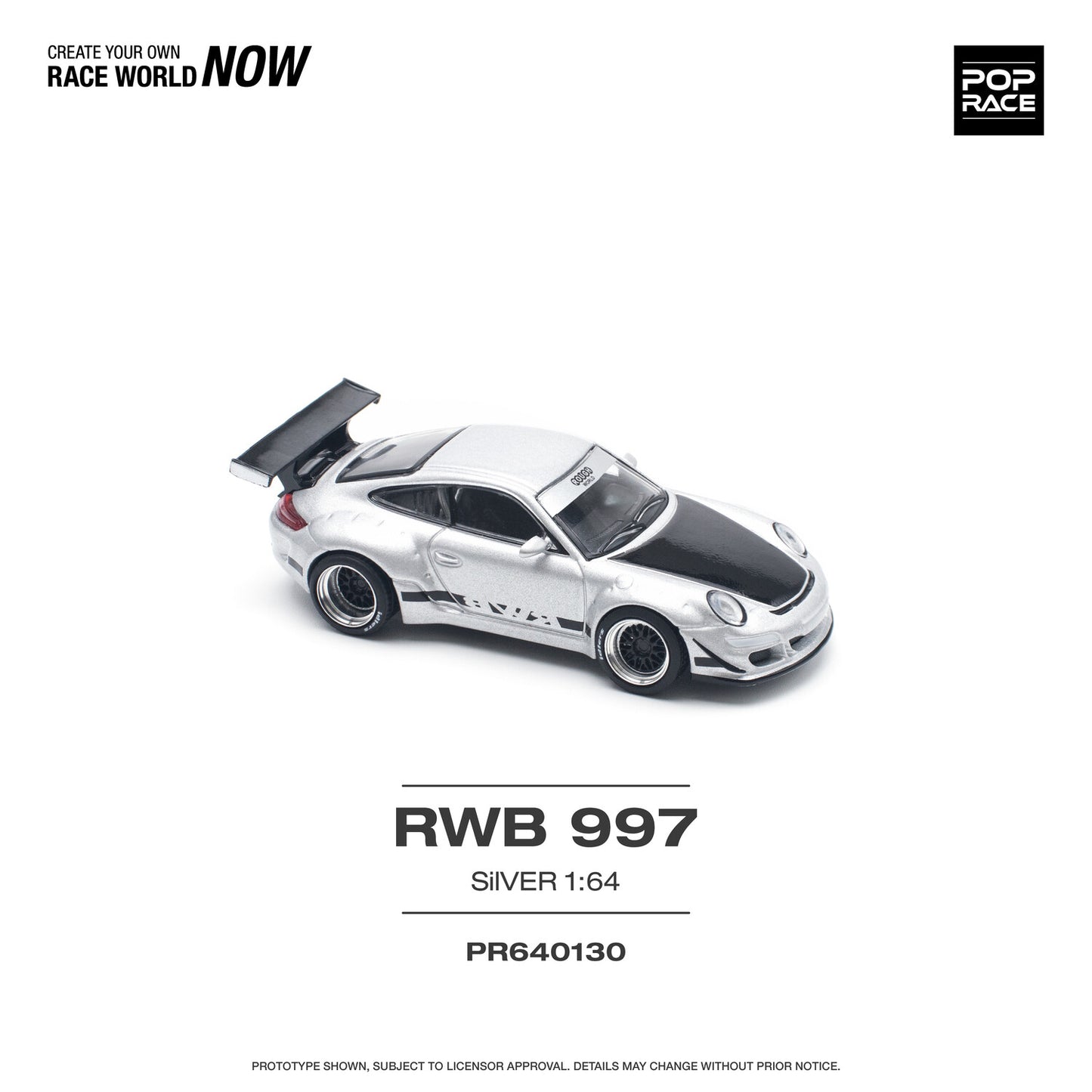 Porsche RWB 997 Silver - Pop Race - Scala 1/64 PR64-0130