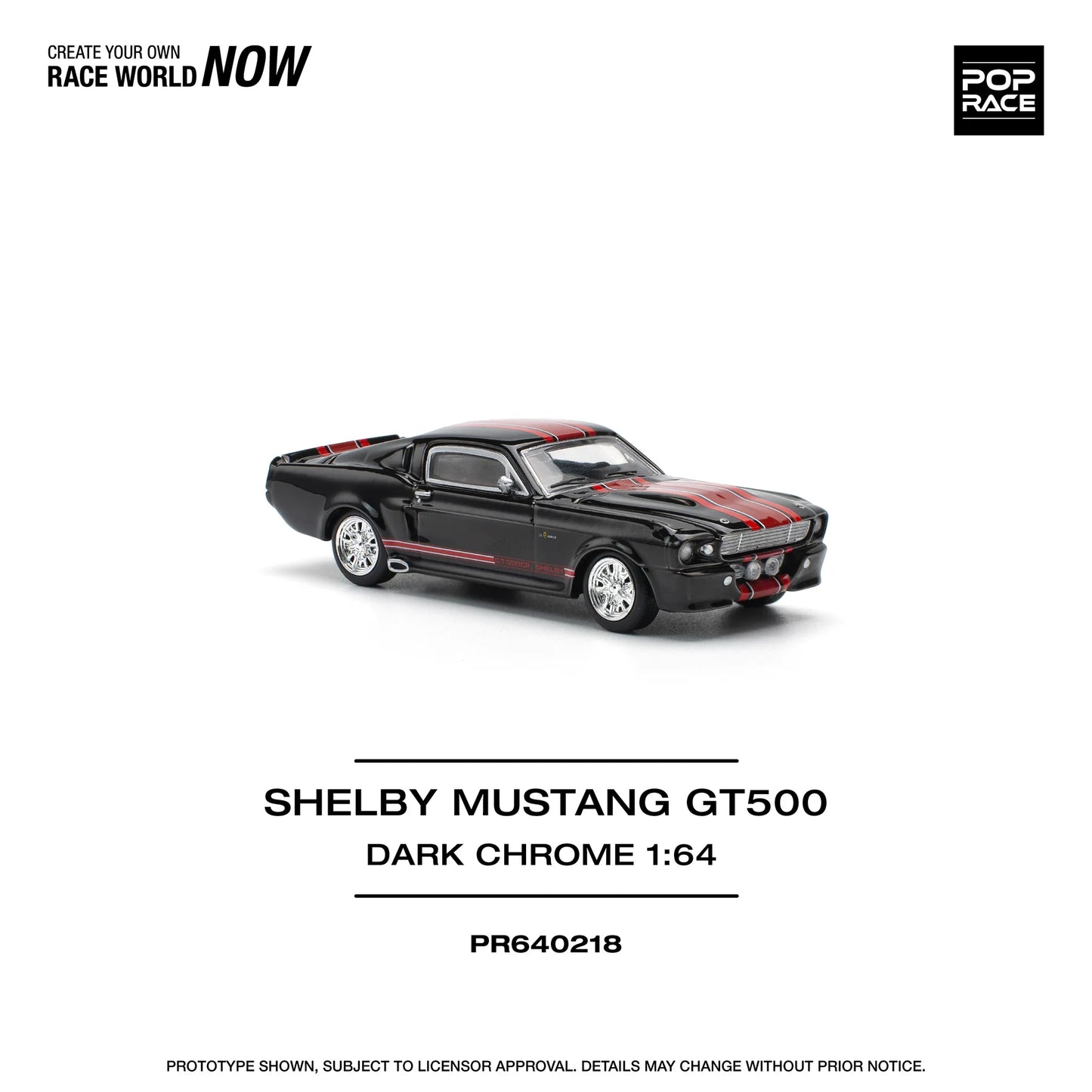 Shelby Mustang GT500 Dark Chrome - Pop Race - Scala 1/64 PR64-218