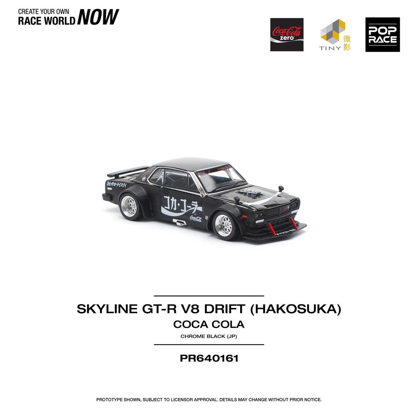 Skyline GT-R Drift Hakosuka JP Coca Cola Zero Black Chrome - Pop Race - Scala 1/64 PR64-161