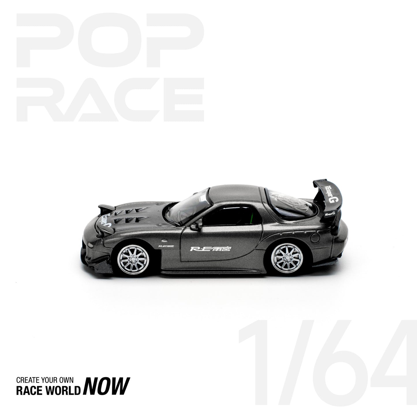 Mazda RX-7 (FD3S) RE-AMEMIYA Gun Metal - Pop Race - Scala 1/64 PR64-255