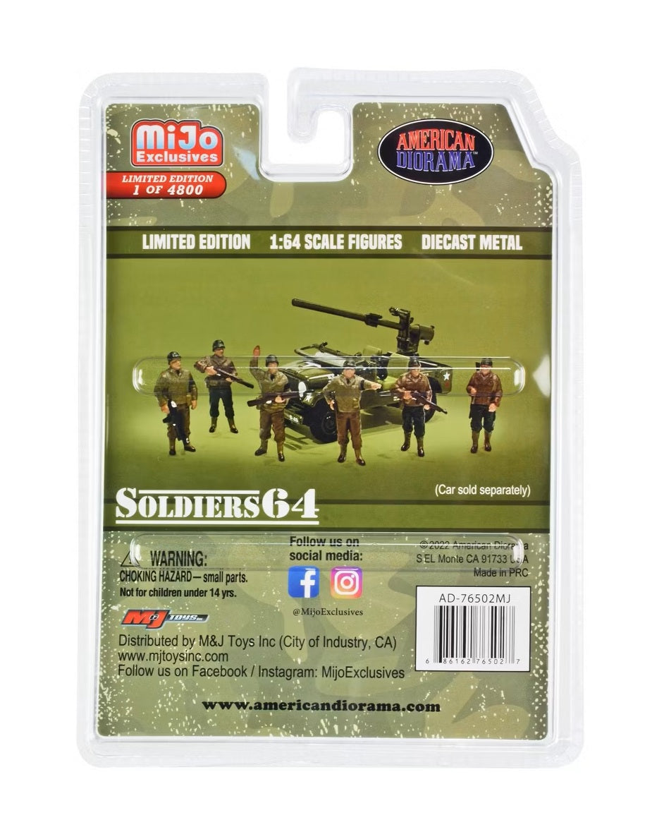 "Soldiers 64" 6 piece Diecast Set Military Figures Limited Edition MiJo Exclusives - American Diorama - Scala 1/64 AD-76502MJ