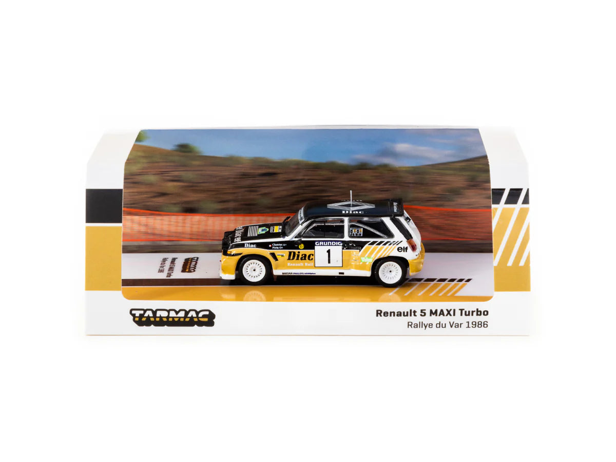 Renault 5 MAXI Turbo Rallye du Var 1986 #1 - HOBBY64 - Tarmac Works - Scala 1/64 T64-TL061-86RDV01