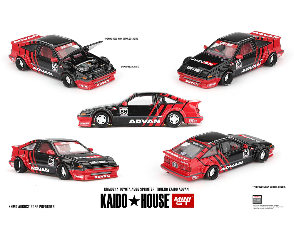 Toyota AE86 Sprinter Trueno Kaido ADVAN - Mini GT - Kaido House - Scala 1/64 KHMG214