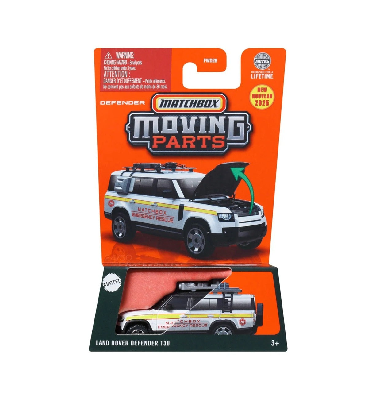 Land Rover Defender 130 Emergency Rescue - Matchbox Moving Parts - Scala 1/64 Circa