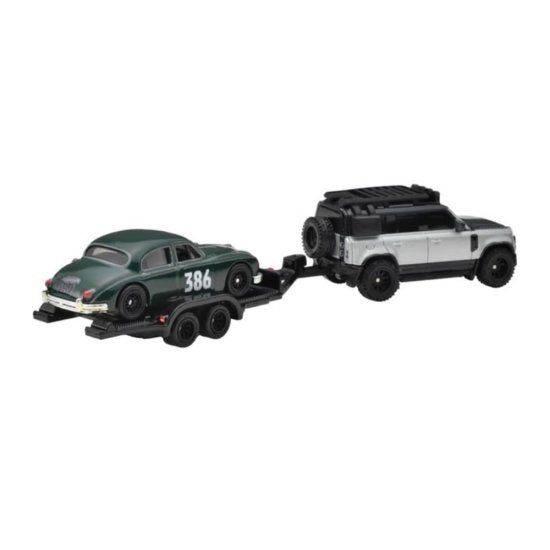 Jaguar MK1 + Land Rover Defender 110 - Series Car Culture Team Transport - Hot Wheels Premium - Scala 1/64