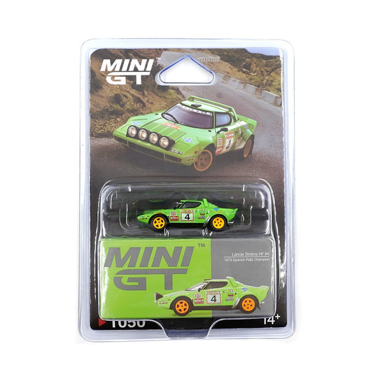 Lancia Stratos HF #4 1979 Spanish Rally Champion - Mini GT - Scala 1/64 MGT01050-BL Blister Packaging