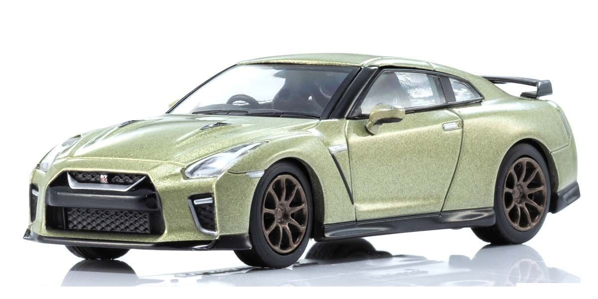 Nissan GT-R Premium Edition T-Spec Millennium Jade - Kyosho Mini Car & Book - Scala 1/64