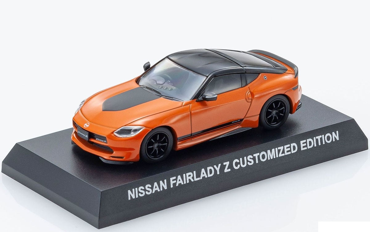 Nissan Fairlady Z Customized edition Orange - Kyosho Mini Car & Book - Scala 1/64